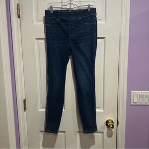 Spanx Dark Wash Skinny Jeans Pull On Stretch Denim Womens M